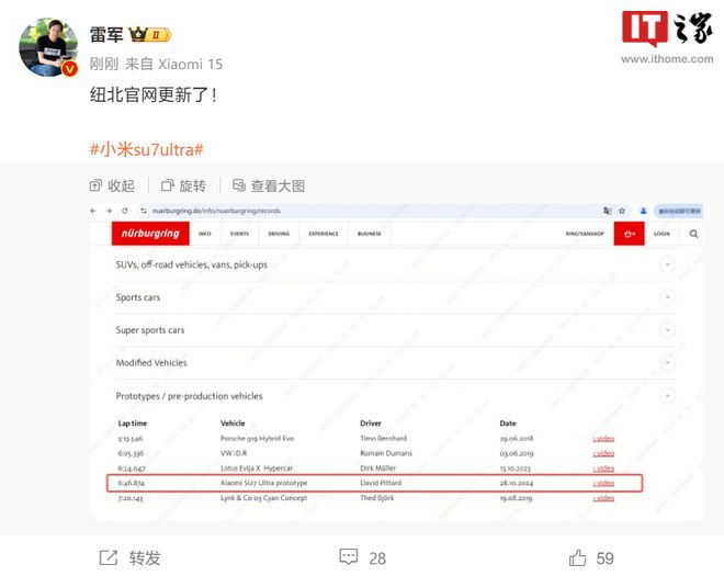 ltra圈速6分46秒874位居原型车第四EVO真人平台纽北更新录入小米SU7 U(图3)